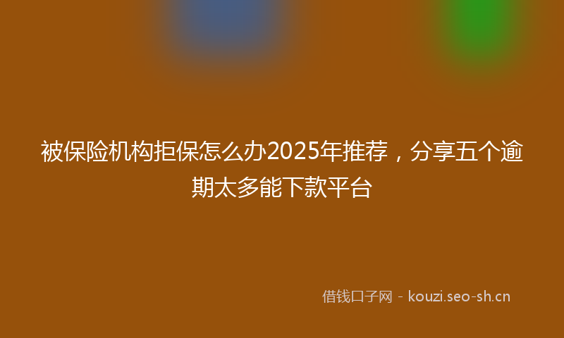 被保险机构拒保怎么办2025年推荐，分享五个逾期太多能下款平台