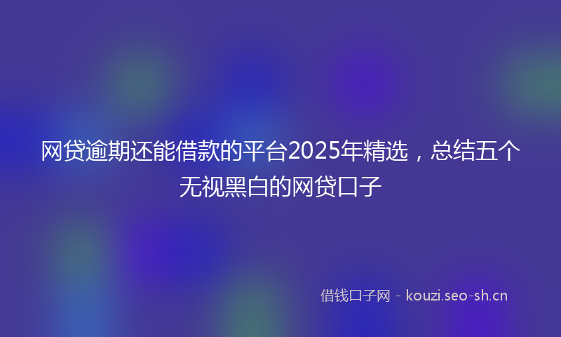 网贷逾期还能借款的平台2025年精选，总结五个无视黑白的网贷口子