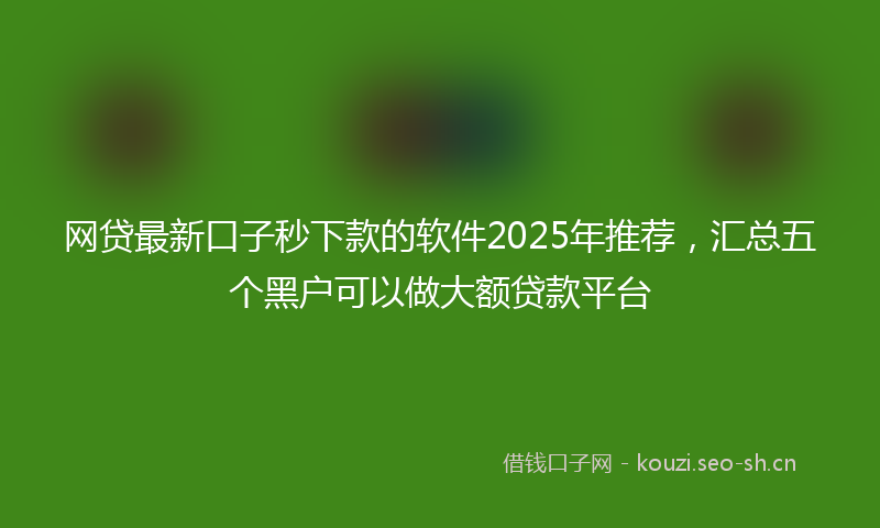 网贷最新口子秒下款的软件2025年推荐，汇总五个黑户可以做大额贷款平台