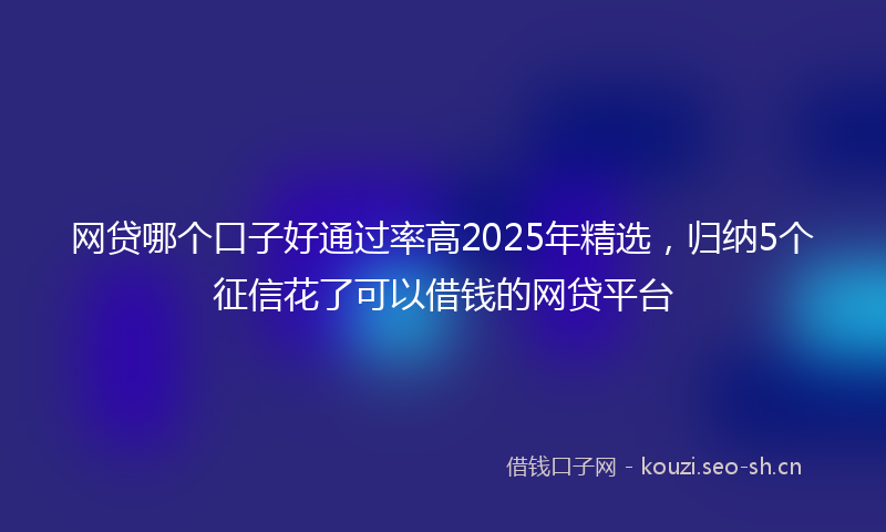 网贷哪个口子好通过率高2025年精选，归纳5个征信花了可以借钱的网贷平台