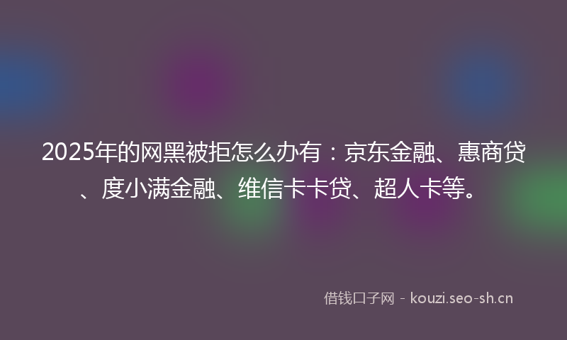 2025年的网黑被拒怎么办有：京东金融、惠商贷、度小满金融、维信卡卡贷、超人卡等。