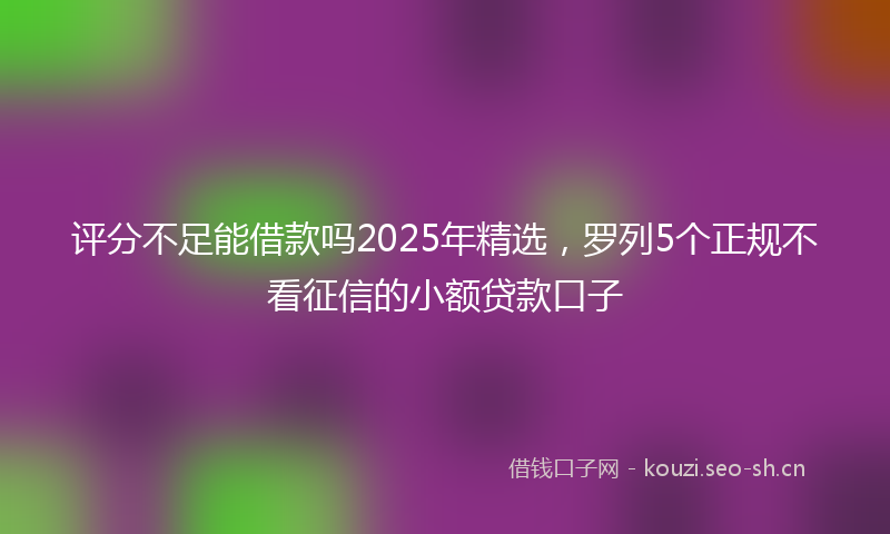 评分不足能借款吗2025年精选，罗列5个正规不看征信的小额贷款口子