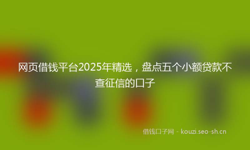网页借钱平台2025年精选，盘点五个小额贷款不查征信的口子