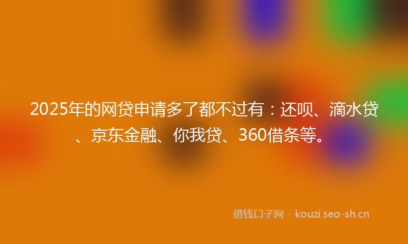 2025年的网贷申请多了都不过有：还呗、滴水贷、京东金融、你我贷、360借条等。
