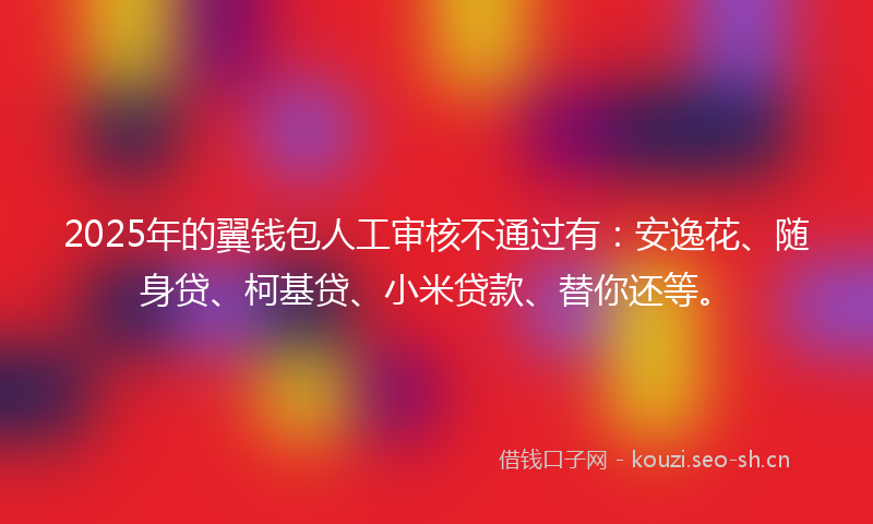 2025年的翼钱包人工审核不通过有：安逸花、随身贷、柯基贷、小米贷款、替你还等。