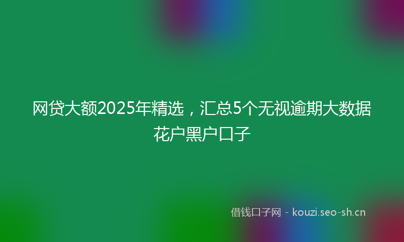 网贷大额2025年精选，汇总5个无视逾期大数据花户黑户口子