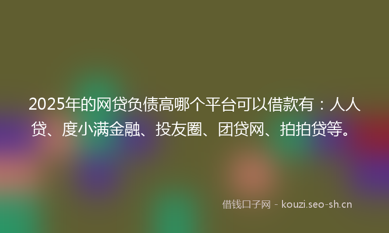 2025年的网贷负债高哪个平台可以借款有：人人贷、度小满金融、投友圈、团贷网、拍拍贷等。