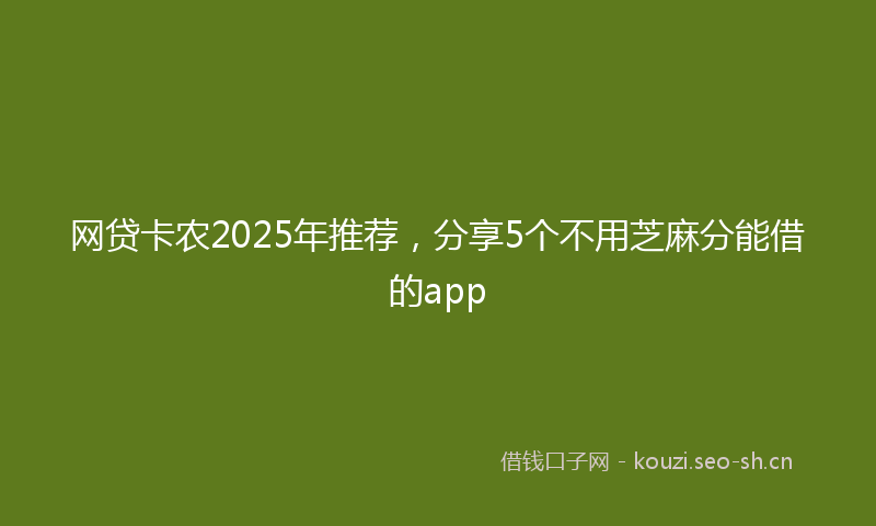 网贷卡农2025年推荐，分享5个不用芝麻分能借的app