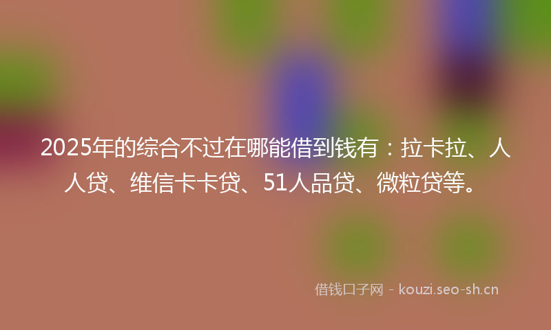 2025年的综合不过在哪能借到钱有：拉卡拉、人人贷、维信卡卡贷、51人品贷、微粒贷等。