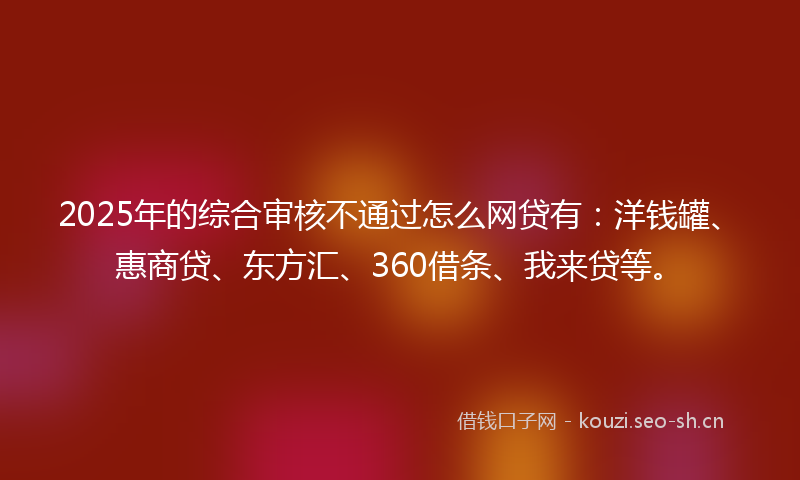 2025年的综合审核不通过怎么网贷有：洋钱罐、惠商贷、东方汇、360借条、我来贷等。