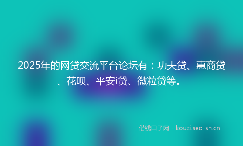 2025年的网贷交流平台论坛有：功夫贷、惠商贷、花呗、平安i贷、微粒贷等。