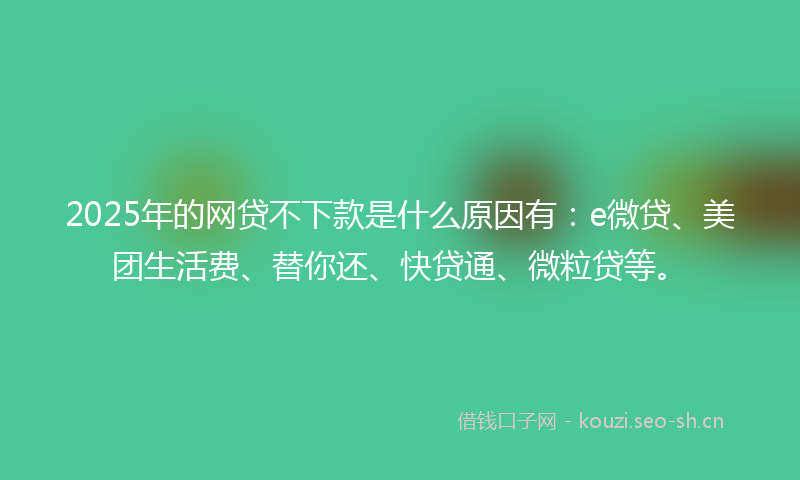 2025年的网贷不下款是什么原因有：e微贷、美团生活费、替你还、快贷通、微粒贷等。