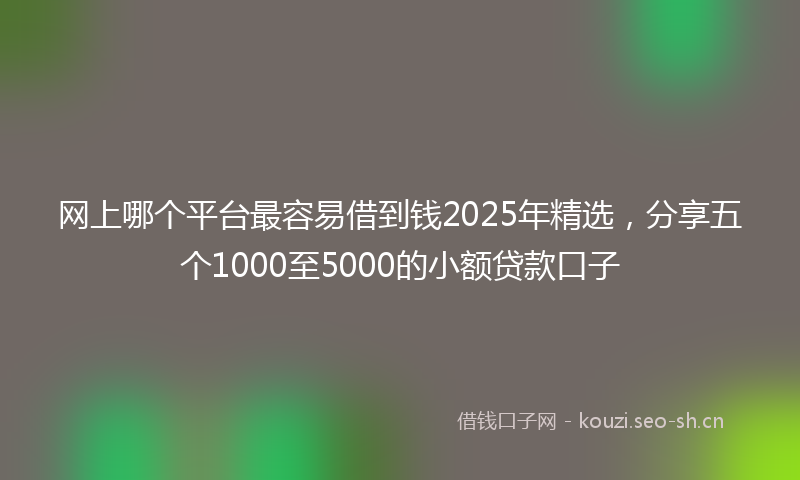 网上哪个平台最容易借到钱2025年精选，分享五个1000至5000的小额贷款口子
