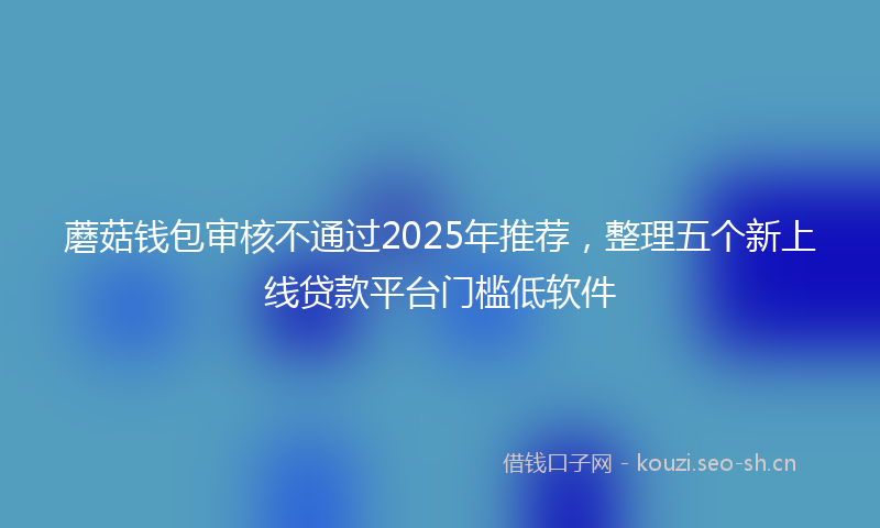 蘑菇钱包审核不通过2025年推荐，整理五个新上线贷款平台门槛低软件