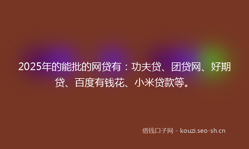 2025年的能批的网贷有：功夫贷、团贷网、好期贷、百度有钱花、小米贷款等。