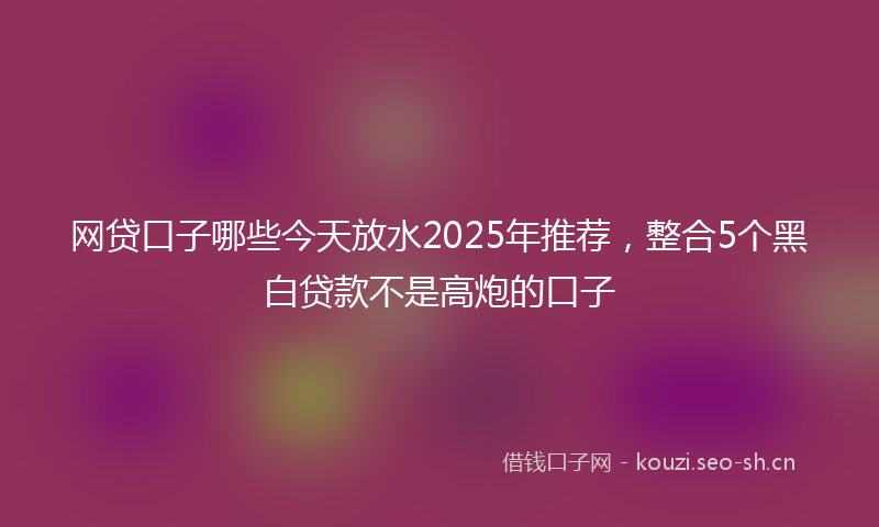 网贷口子哪些今天放水2025年推荐，整合5个黑白贷款不是高炮的口子
