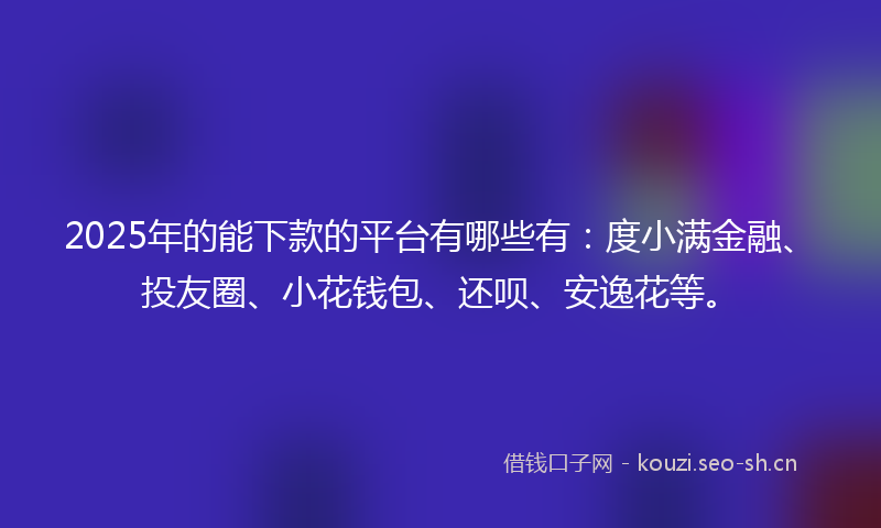 2025年的能下款的平台有哪些有：度小满金融、投友圈、小花钱包、还呗、安逸花等。
