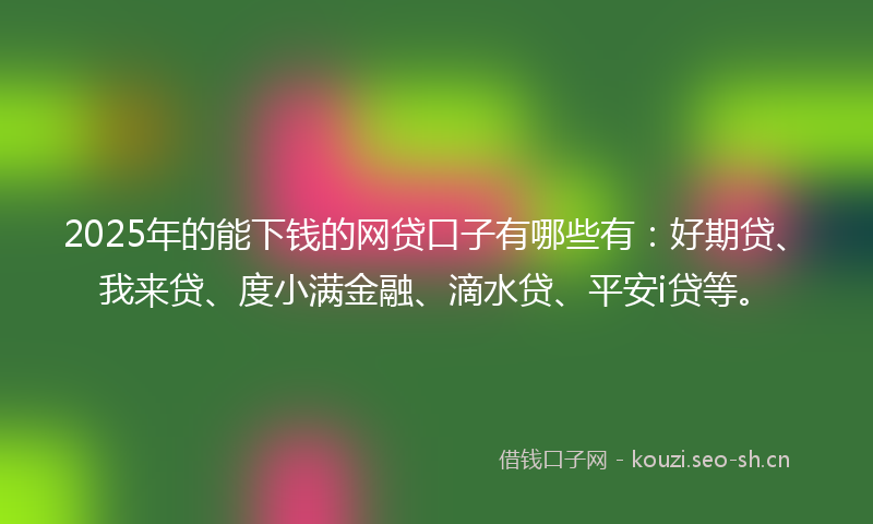 2025年的能下钱的网贷口子有哪些有：好期贷、我来贷、度小满金融、滴水贷、平安i贷等。