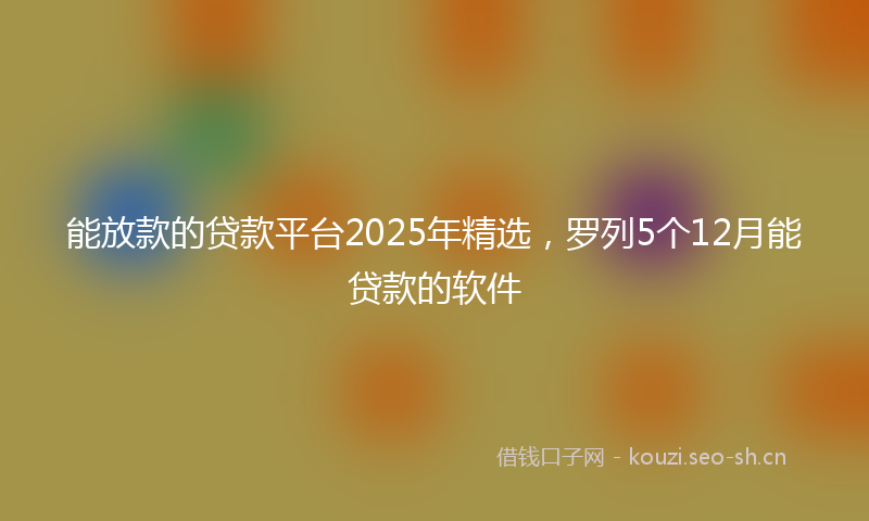 能放款的贷款平台2025年精选，罗列5个12月能贷款的软件