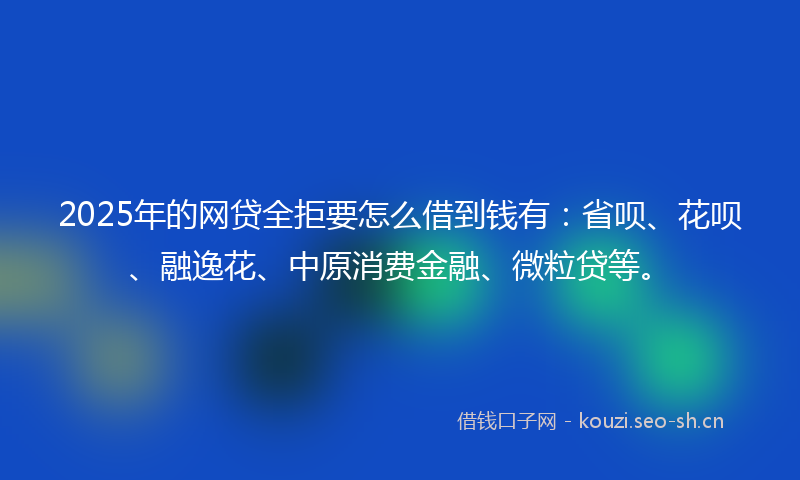 2025年的网贷全拒要怎么借到钱有:省呗、花呗、融逸花、中原消费金融、微粒贷等。
