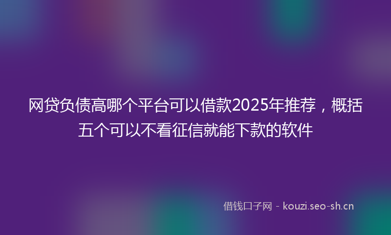 网贷负债高哪个平台可以借款2025年推荐，概括五个可以不看征信就能下款的软件
