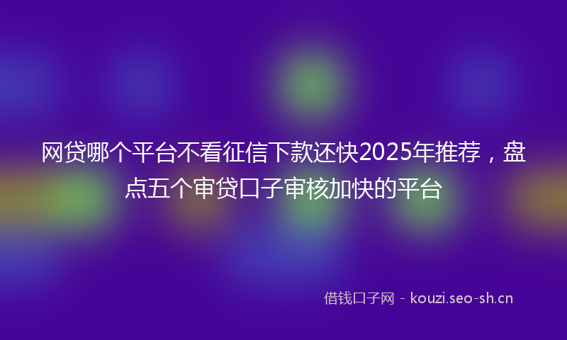 网贷哪个平台不看征信下款还快2025年推荐，盘点五个审贷口子审核加快的平台