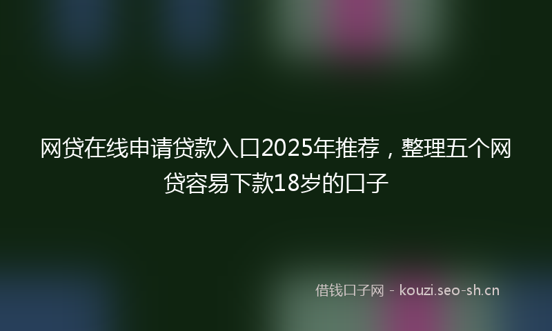 网贷在线申请贷款入口2025年推荐，整理五个网贷容易下款18岁的口子