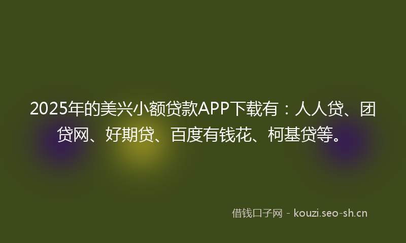 2025年的美兴小额贷款APP下载有：人人贷、团贷网、好期贷、百度有钱花、柯基贷等。