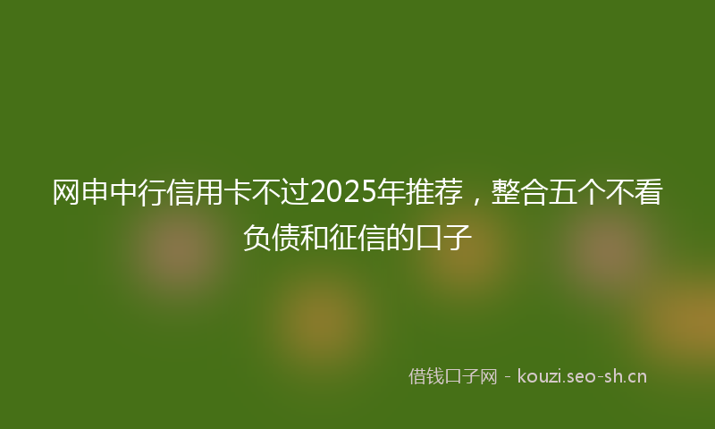 网申中行信用卡不过2025年推荐，整合五个不看负债和征信的口子