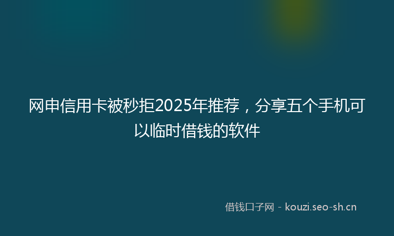 网申信用卡被秒拒2025年推荐，分享五个手机可以临时借钱的软件
