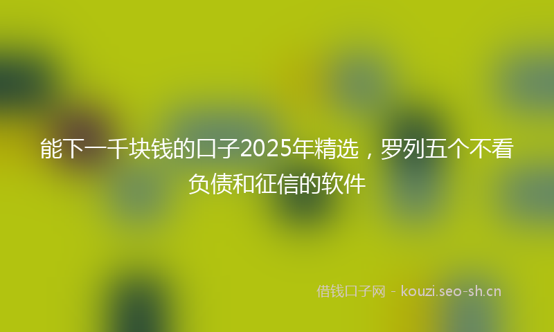 能下一千块钱的口子2025年精选，罗列五个不看负债和征信的软件