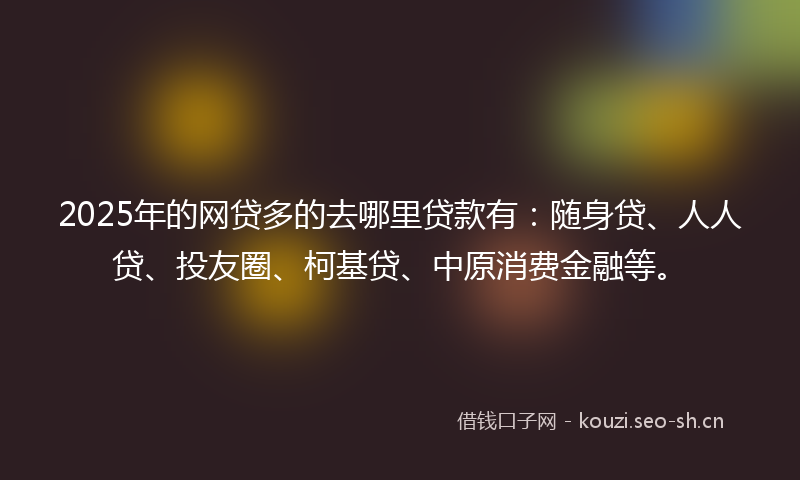 2025年的网贷多的去哪里贷款有：随身贷、人人贷、投友圈、柯基贷、中原消费金融等。