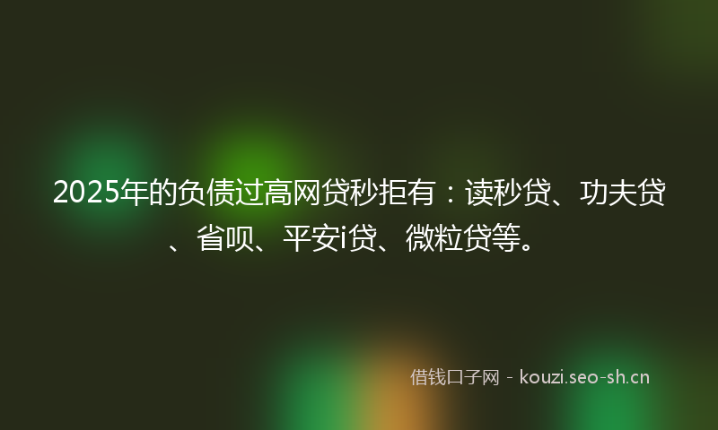 2025年的负债过高网贷秒拒有：读秒贷、功夫贷、省呗、平安i贷、微粒贷等。