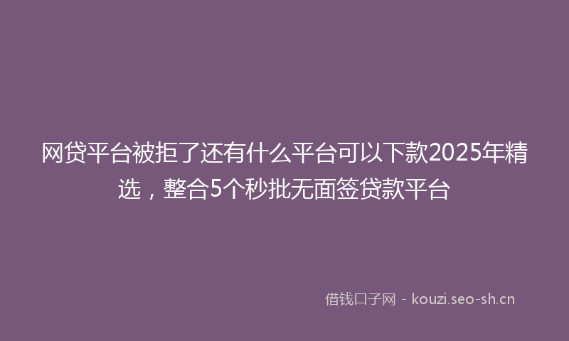 网贷平台被拒了还有什么平台可以下款2025年精选，整合5个秒批无面签贷款平台