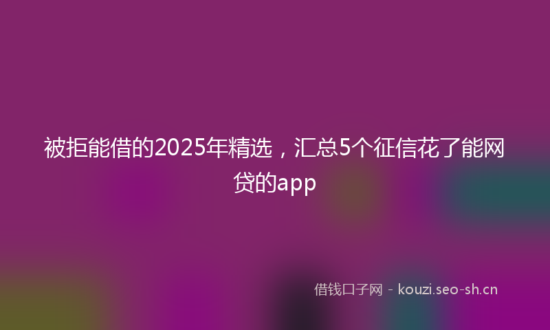 被拒能借的2025年精选，汇总5个征信花了能网贷的app