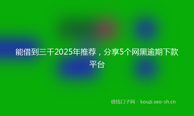 能借到三千2025年推荐，分享5个网黑逾期下款平台