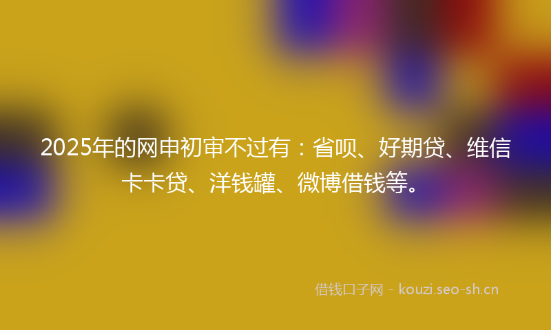 2025年的网申初审不过有：省呗、好期贷、维信卡卡贷、洋钱罐、微博借钱等。