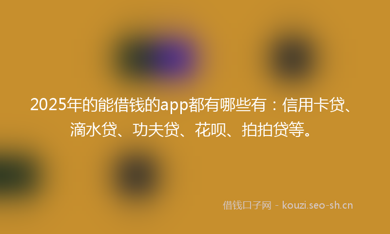 2025年的能借钱的app都有哪些有：信用卡贷、滴水贷、功夫贷、花呗、拍拍贷等。