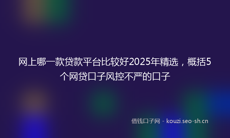 网上哪一款贷款平台比较好2025年精选,概括5个网贷口子风控不严的口子