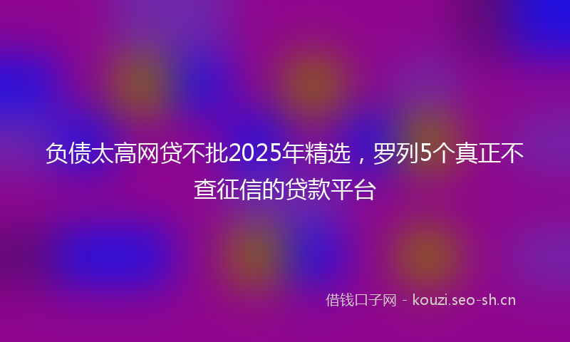 负债太高网贷不批2025年精选，罗列5个真正不查征信的贷款平台