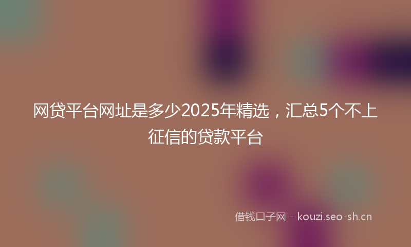 网贷平台网址是多少2025年精选，汇总5个不上征信的贷款平台