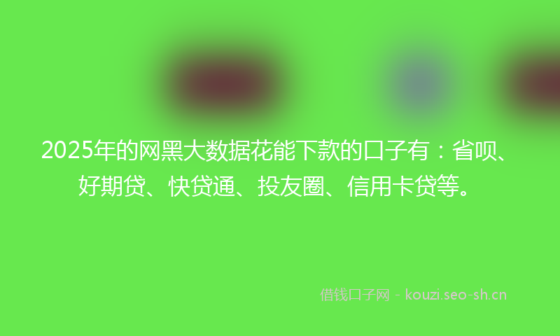 2025年的网黑大数据花能下款的口子有：省呗、好期贷、快贷通、投友圈、信用卡贷等。