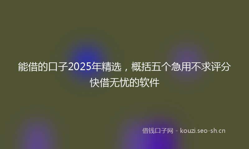 能借的口子2025年精选，概括五个急用不求评分快借无忧的软件