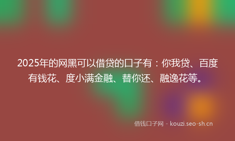 2025年的网黑可以借贷的口子有：你我贷、百度有钱花、度小满金融、替你还、融逸花等。