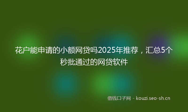 花户能申请的小额网贷吗2025年推荐，汇总5个秒批通过的网贷软件