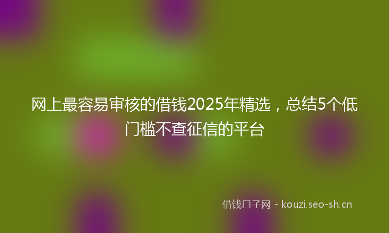 网上最容易审核的借钱2025年精选，总结5个低门槛不查征信的平台