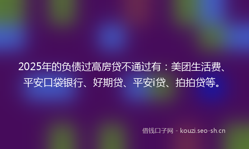 2025年的负债过高房贷不通过有：美团生活费、平安口袋银行、好期贷、平安i贷、拍拍贷等。