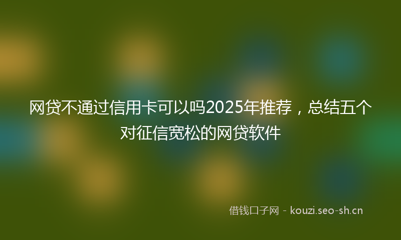 网贷不通过信用卡可以吗2025年推荐，总结五个对征信宽松的网贷软件