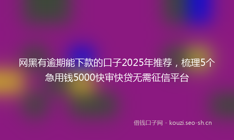 网黑有逾期能下款的口子2025年推荐，梳理5个急用钱5000快审快贷无需征信平台