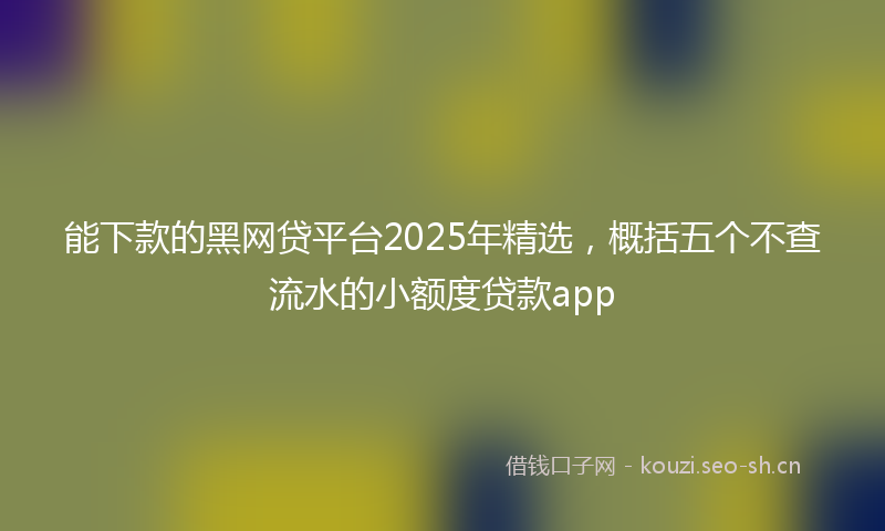 能下款的黑网贷平台2025年精选，概括五个不查流水的小额度贷款app